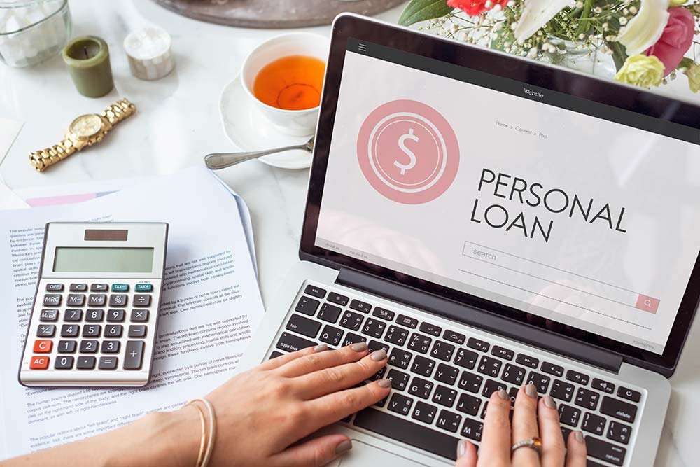 Personal loan application on a laptop