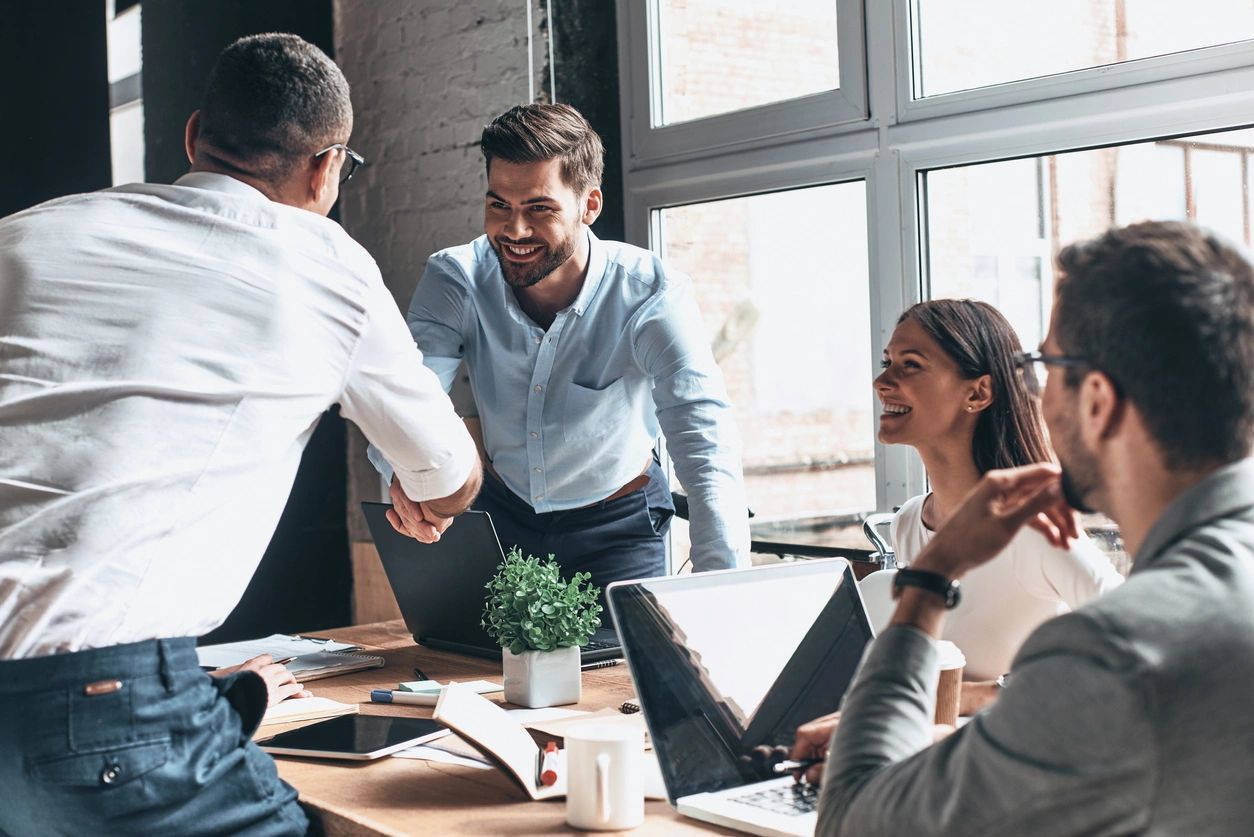 Business team working together in an office