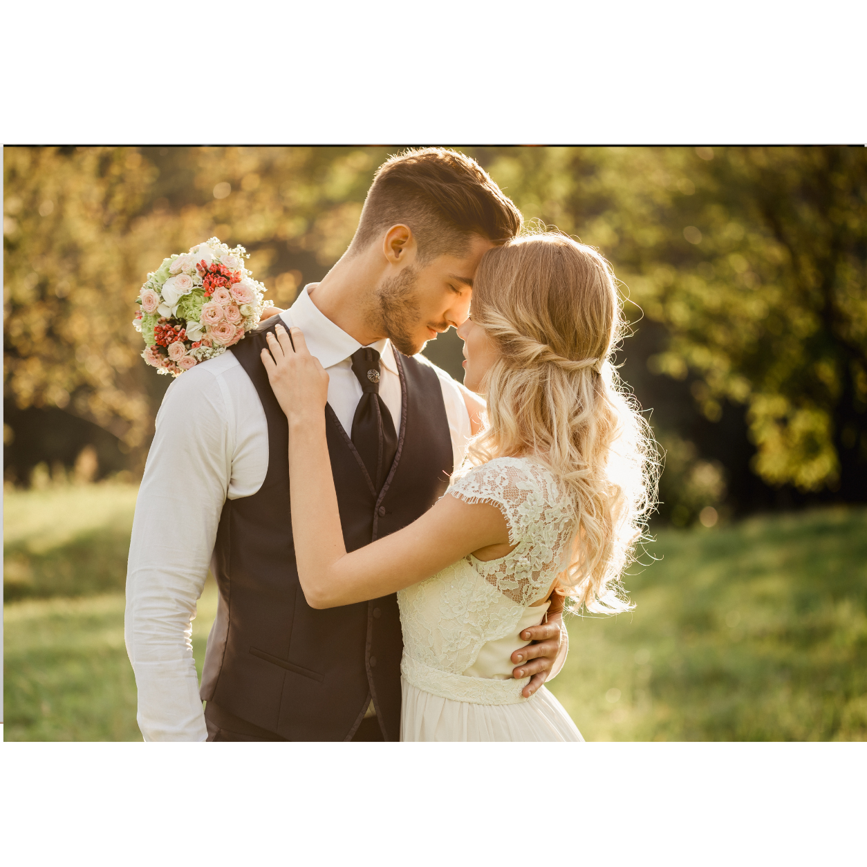 Bride and groom on their wedding day