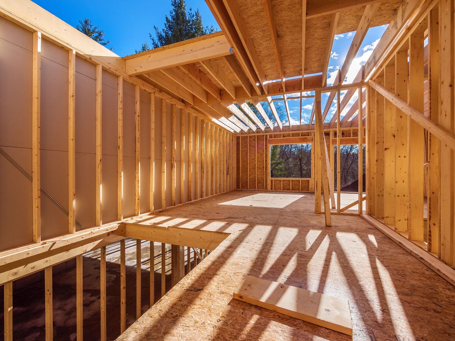 House frame under construction for construction loans
